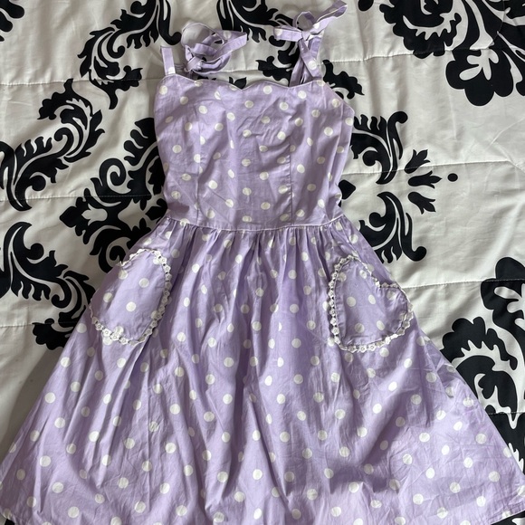 COPY - Bonnechance Collections Purple Polka Dot Sweetheart Dress - Picture 4 of 7